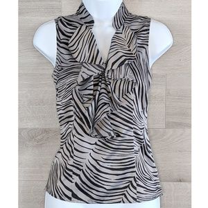 Ann Taylor Black and Gray Zebra Blouse Top Sz 2P